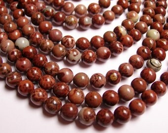 Flower Jasper - 6mm round beads -1 full strand - 63 beads - NRG173