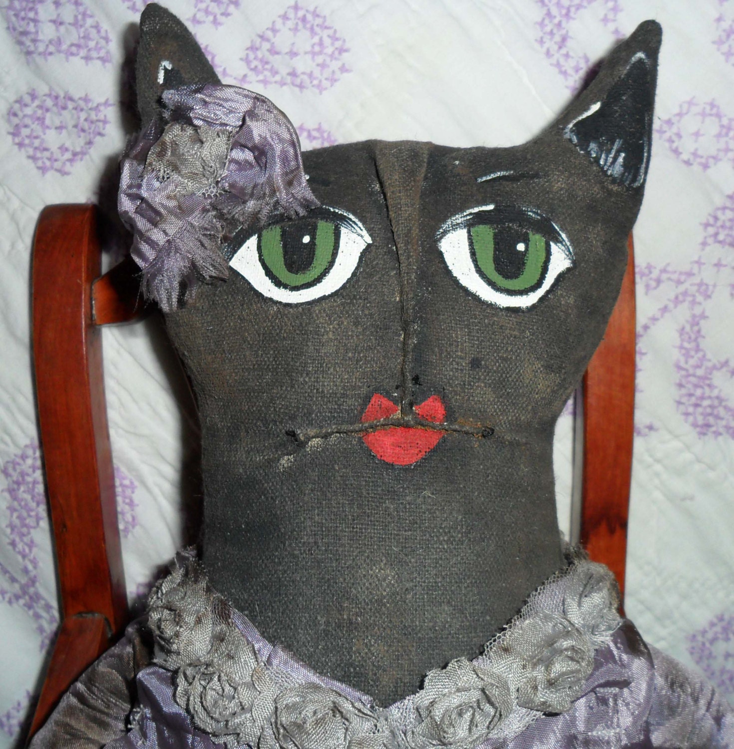Primitive cat doll Victorian cat doll grunge cat doll cat