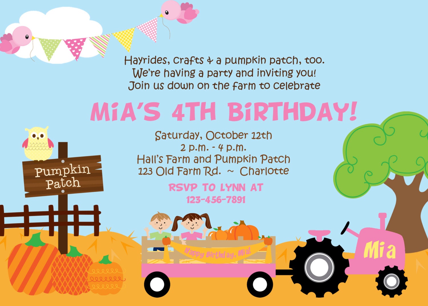 Pumpkin Picking Birthday Party Invitations 1