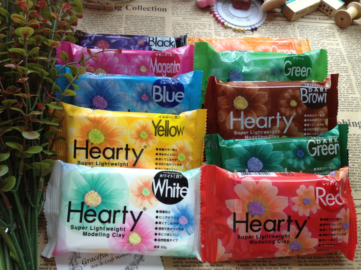 Hearty Super Lightweight Modeling Clay 50g 10 colors for