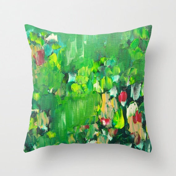 Throw Pillow Artwork printed on Pillow Unique Green Abstract