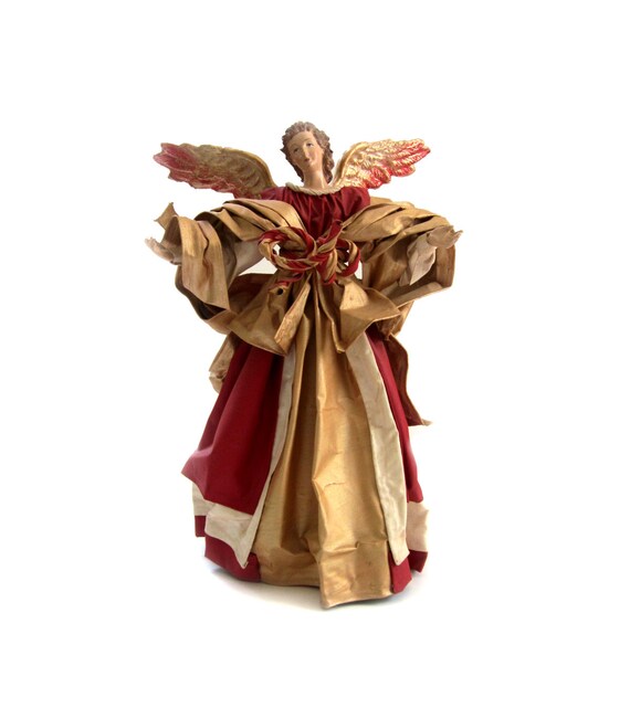 Vintage Silvestri Paper Mache Angel Christmas Topper Table