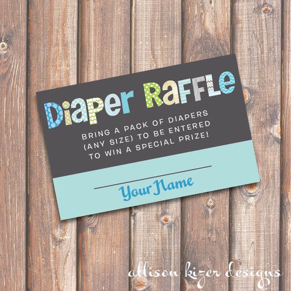 funky letters boy baby shower diaper raffle tickets