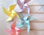 Pretty Pastel Pinwheels Set of 12 Pinwheels Custom Made to Order in Any Solid Colors perfect for wedding favors or wedding table markers Il_170x135