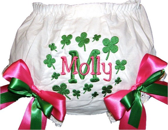 Items similar to Personalized Shamrock Hot Pink & Green Double Bow Baby ...
