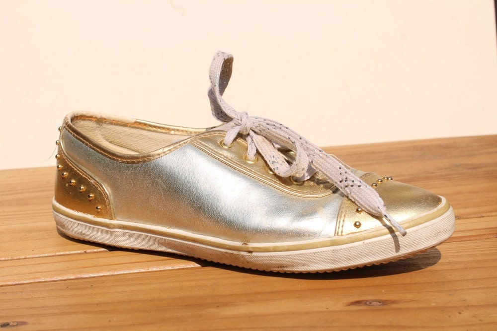 Vintage Gold Sneakers / Silver Metallic Vegas 1980s/1990s Shoes ...