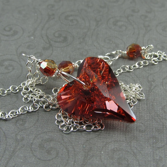 Red Crystal Wild Heart Necklace