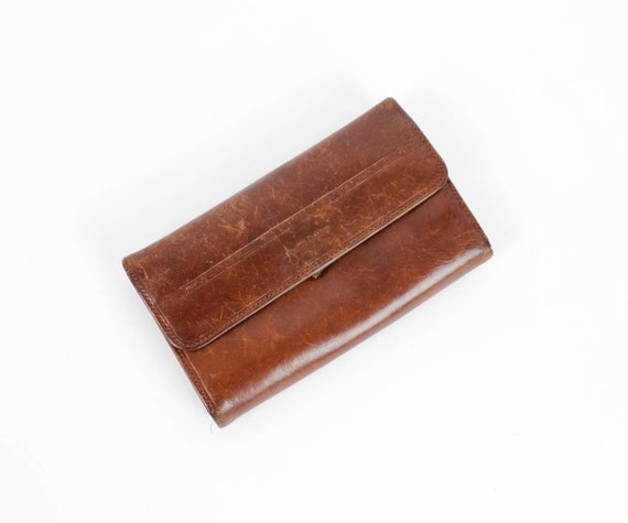 leather wallet Vera Pelle Italian mahogany tri fold wallet