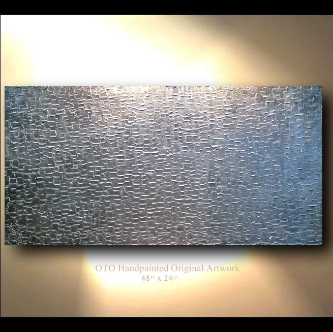 Abstract Painting Metallic Silver Extra Small & Large 3 Panel