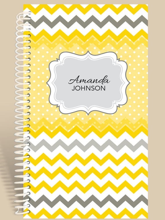 PERSONALIZED Yellow Chevron Notebook / Personalized Journal