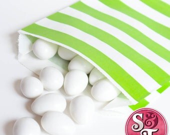 Rugby Stripe Lime Green Goodie Favor Treat Bags - Qty 12