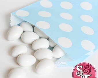 Dot Light Blue Goodie Favor Treat Bags - Qty 12