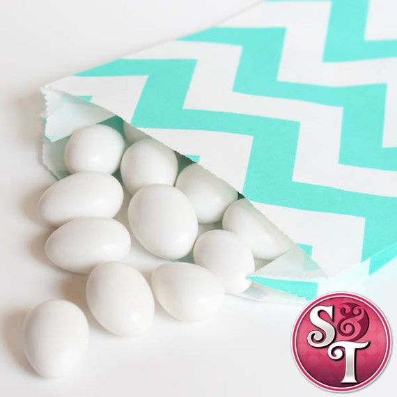 Chevron Zigzag Teal Goodie Favor Treat Bags - Qty 12 Il_570xn