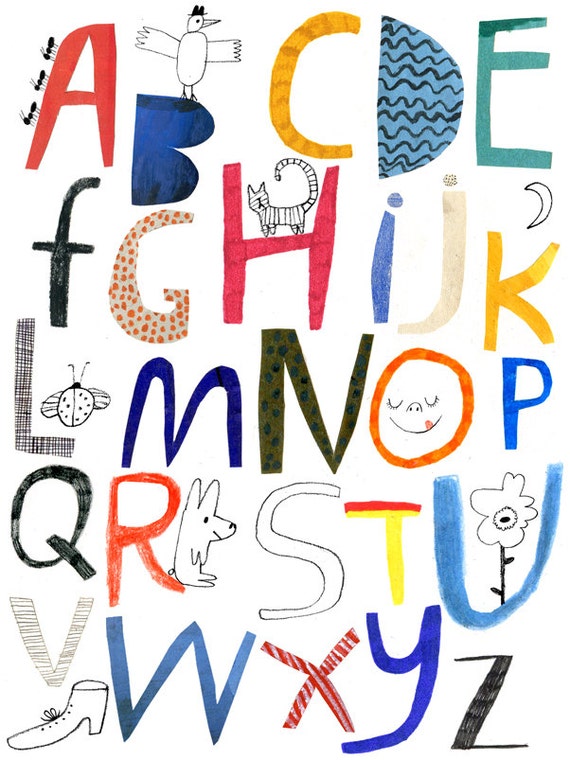 items similar to alphabet poster giclee print on etsy