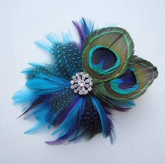 Items similar to Peacock Feather Hair Clip, Wedding Hair Accessory ...