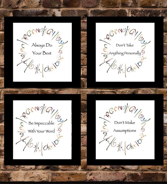 The Four Agreements Set of 4 5x5 prints by YourLifeMyDesign