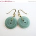 Vintage Button Earrings, Sage Green Drop Earrings