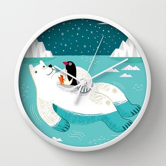 Hitching A Ride - illustrated wall clock - by Oliver Lake