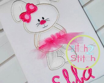 Bunny Tutu Applique Design for machine embroidery (Font NOT included)