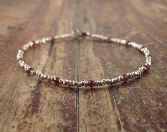 Garnet Bracelet Garnet Bracelets Beaded Bracelets January Birthstone Jewelry Womens Gift for Women Girlfriend Wife Garnet Gemstone Bracelet