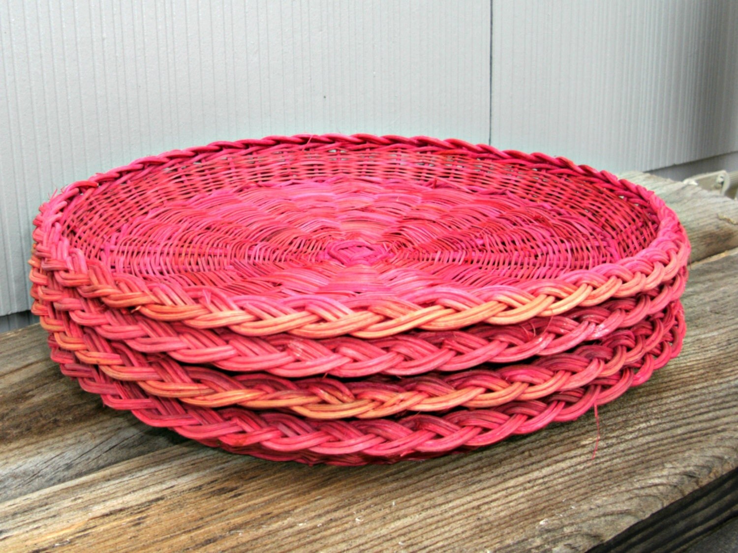 Wicker Paper Plate Holders Set of Four