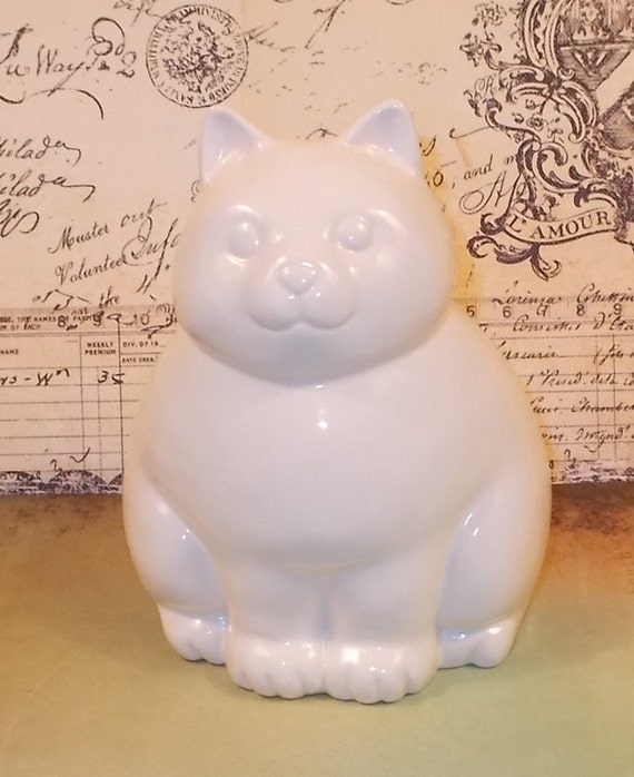 Kitty Cat Piggy Bank Ceramic Cat Bank White