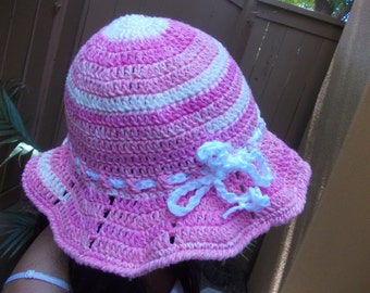 Brimmed Crochet Hat - Crochet Sun Hat - Floppy Hat - Beach Hat - Pink Summer Hat - Fashion Accessories