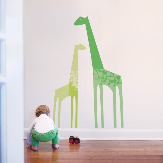 Nursery Wall Decal Giraffe Wall Decal Green Baby Wall Decal