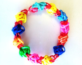 Fishtail Rainbow Loom Bracelet for Adult or Teen. Colors are