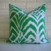 Emerald Green Ikat Pillow Cover - Green and White Modern Pillow - Modern Eclectic Decor