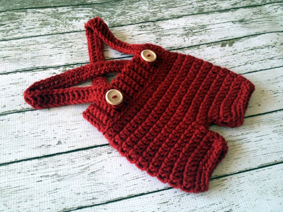 Crochet Baby Shorts/Pants with Suspenders Diaper Cover in