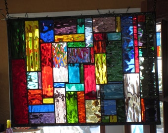 Already sold but I can make another Water Color stained glass window panel GORGEOUS Very Colorful