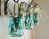Colored Jar Trio with Wrought Iron hooks on wood board for unique home decor bedroom decor wall decor Colored Jar Trio with Wrought Iron hooks on wood board for unique home decor bedroom decor wall decor