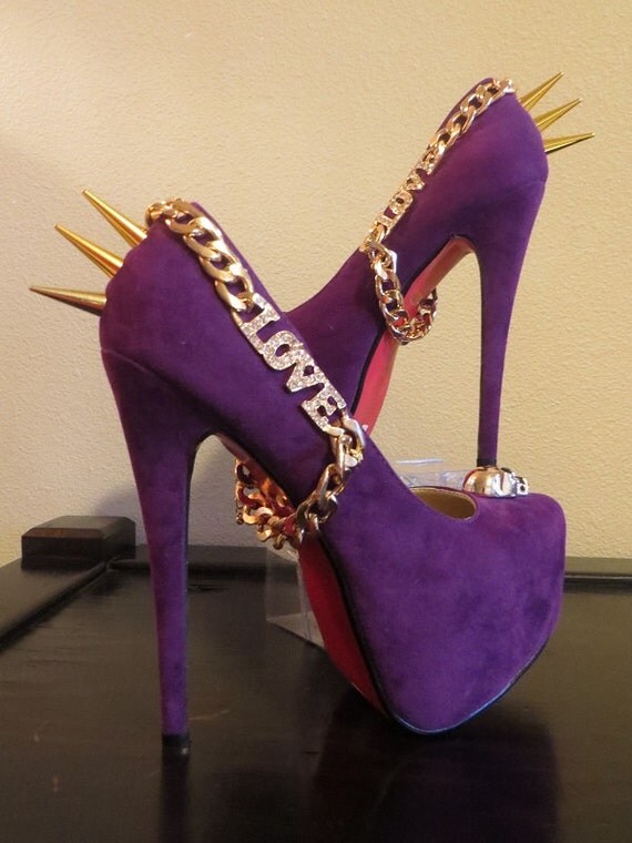 purple studded heels