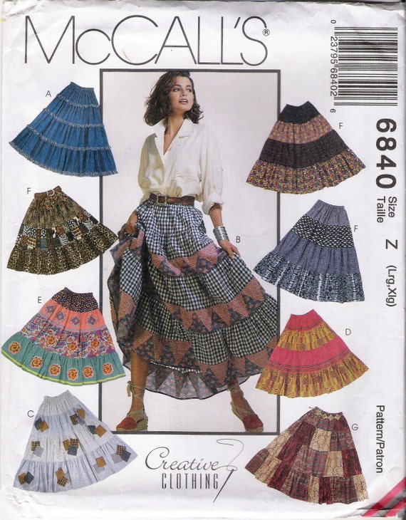 Womens Patterns Patchwork Skirt Pattern Broomstick Skirt