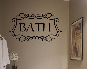 Bath Vinyl Lettering Wall Words Decal Border Frame Bathroom Decal