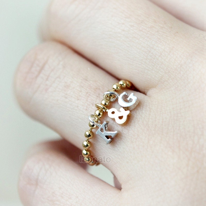 Sterling silver Ball Chain ring with Mini CharmsCustom by laonato