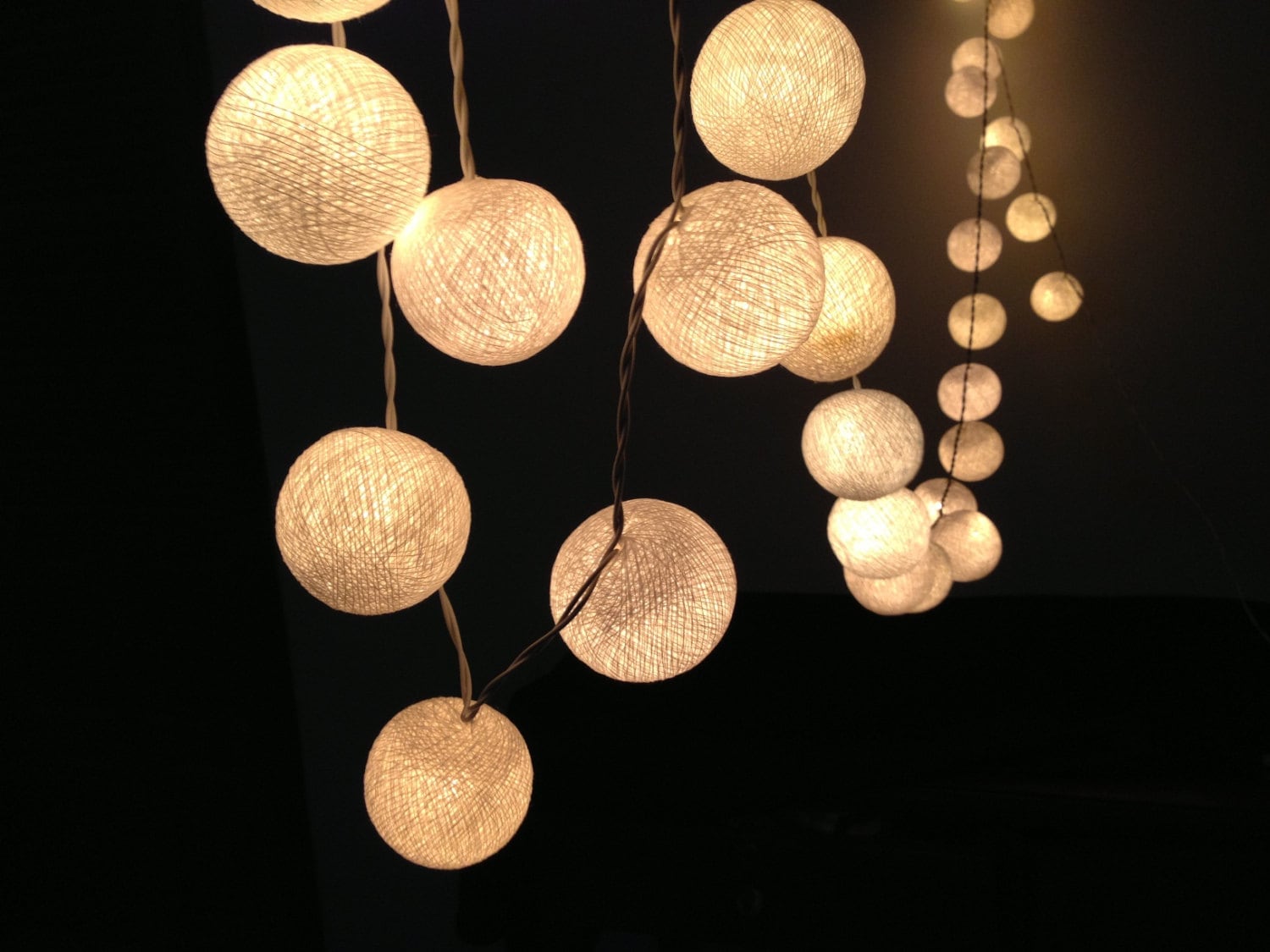 35 Bulbs White cotton ball string lights for