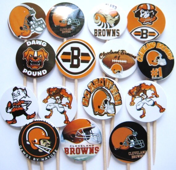 15 Cleveland Browns Football Party Picks Cupcake Toppers