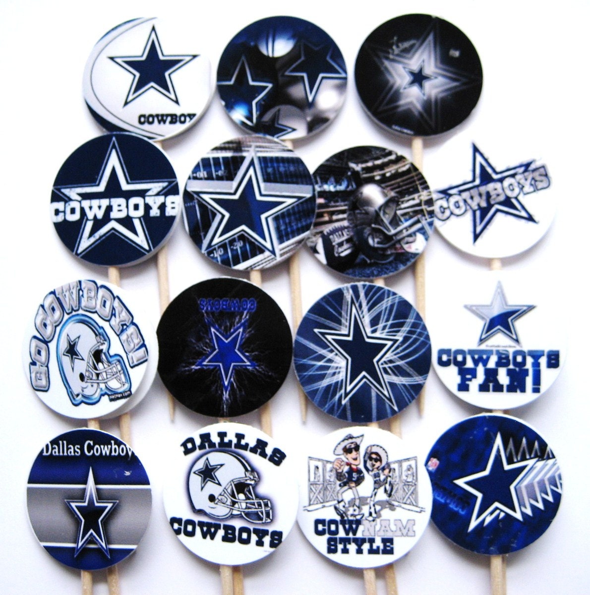 15 Dallas Cowboys Football Party Picks Cupcake Toppers