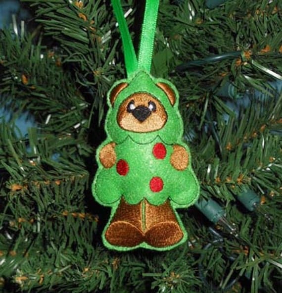 items similar to in the hoop christmas tree bear ornament items similar to in the hoop christmas tree bear ornament