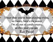 Halloween Bat Poop Party Favor Treat Bag Toppers - Printable Digital File Instant Download Il_170x135