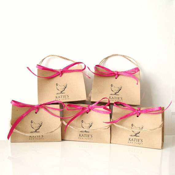 Hen party bags WIDE STYLE MINI personalised brown paper bags