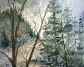 Original Watercolor landscape painting 15X11,wildflower painting,forest art,original painting,watercolor art,country landscape,vertical art