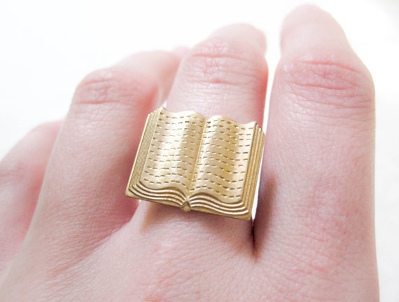 Book Ring ~ Brass Jewelry ~ Novelty Ring ~ Librarian ~ Book Lover ~ Adjustable Ring ~ Book Jewelry ~ Teacher Gift
