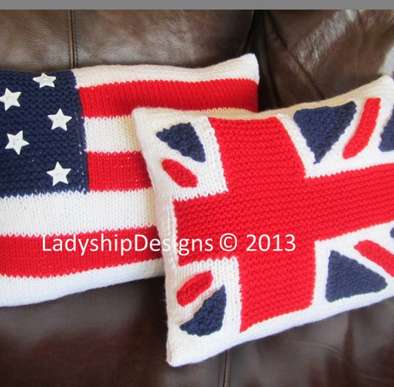 PDF KNITTING PATTERN, Union Jack, British Flag pillow cover, Union jack knitt...