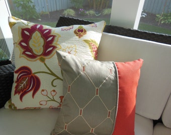 Contemporary Southwestern Decorative Pillow - Accent Throw Pillow - 15 x 15 inch Reversible - Classy Crimson Design Pillow - Rustic Retreat
