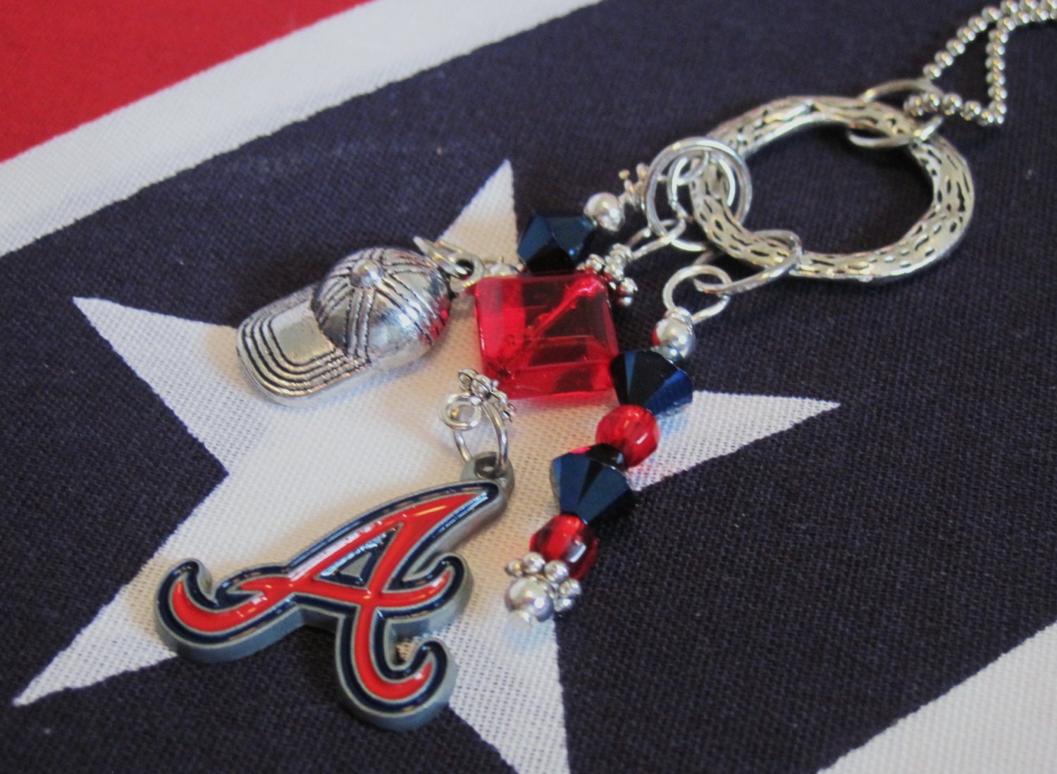 Atlanta Braves Charm Necklace Go Bravos MLB Charm by KikisJewels