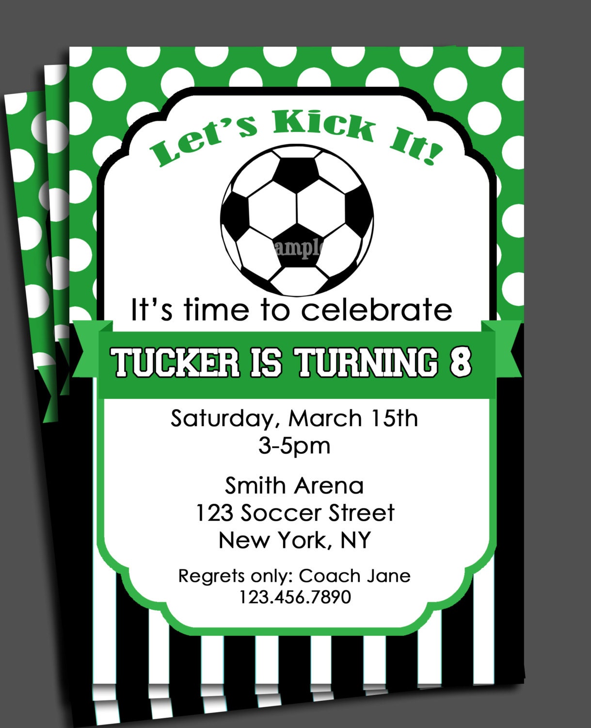 Soccer Invitation Printable or Printed with FREE SHIPPING