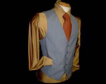 70s 40" Pinstripe Vest Waistcoat Wool Gray